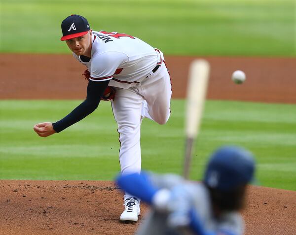 Braves pitcher Sean Newcomb delivers against the Toronto Blue Jays.    Curtis Compton ccompton@ajc.com