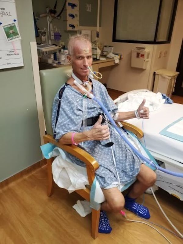 Jack Miller undergoing treatment at Northside Hospital for Acute myeloid leukemia (AML), a type of cancer that affects the blood and bone marrow, causing the body to produce abnormal blood cells. 
Courtesy