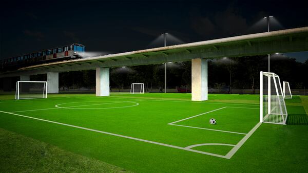 Rendering of thew new soccer field opening at MARTA's West End station.