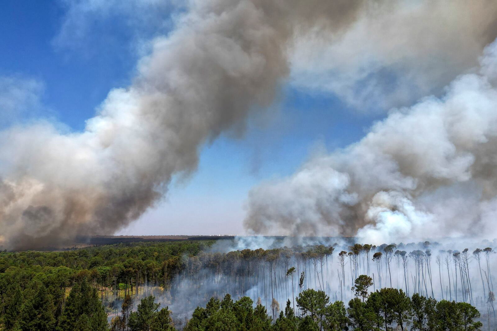 FILE - Smoke rises as fires spread through the Brasilia National Forest, Brazil, in the middle of the dry season, Tuesday, Sept. 3, 2024. (AP Photo/Eraldo Peres, File)