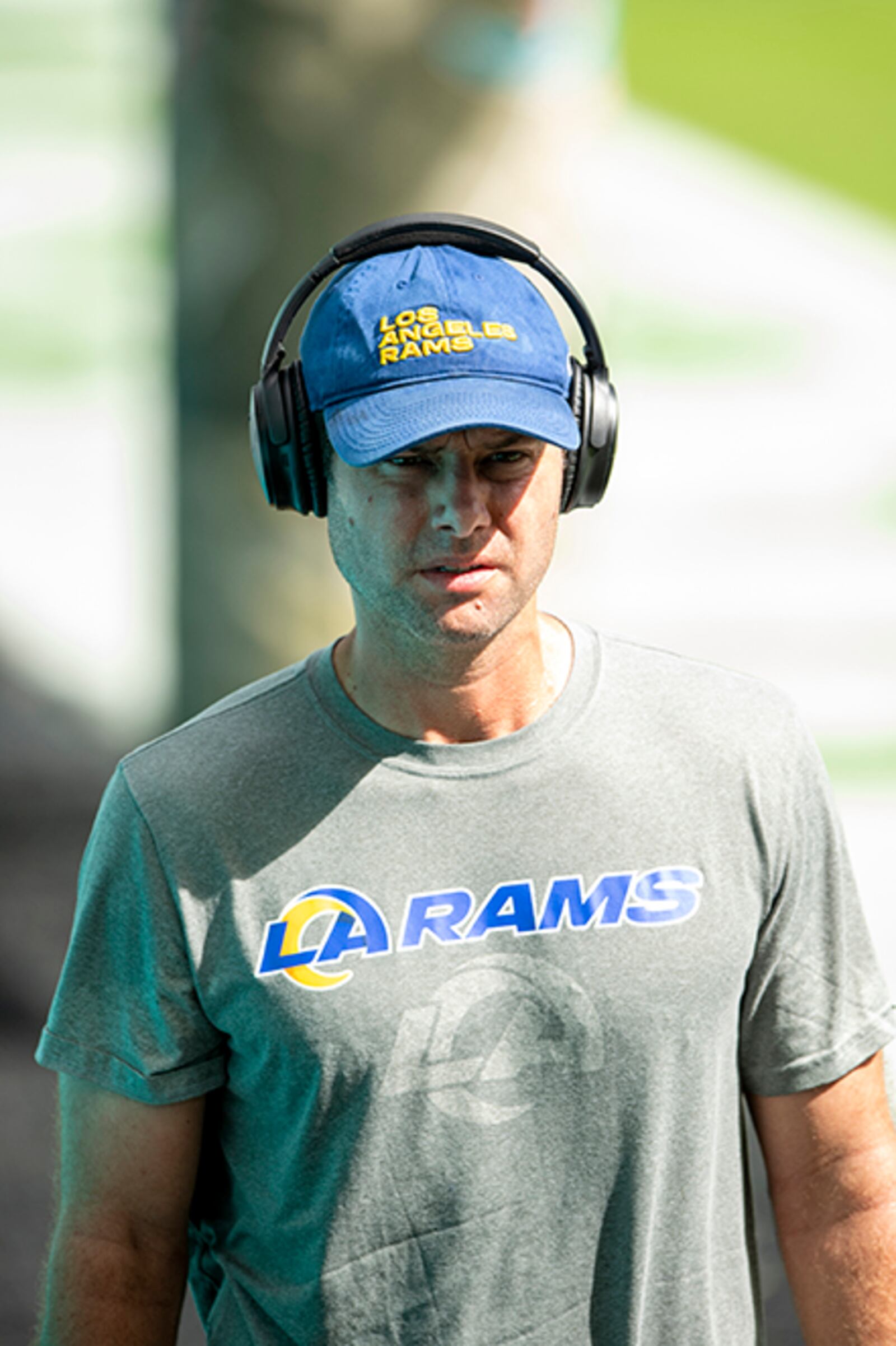 Los Angeles Rams defensive coordinator Brandon Staley on the field before the Rams take on the Miami Dolphins on Sunday, Nov. 1, 2020, in Miami Gardens, Fla. (Doug Murray/AP)