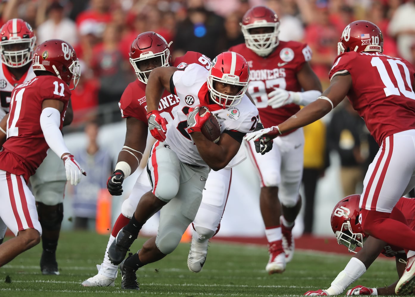 Photos: Bulldogs battle Sooners in Rose Bowl