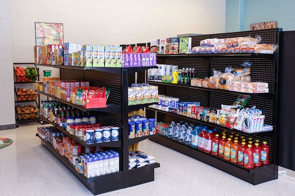 Views of the new Goodr Store, Lion’s Den Grocery, housed within Martin Luther King Jr. High School shown on Friday, Feb. 28, 2025. The store will provide hundreds of students and their families with free grocery essentials throughout the school year. (Natrice Miller/ AJC)