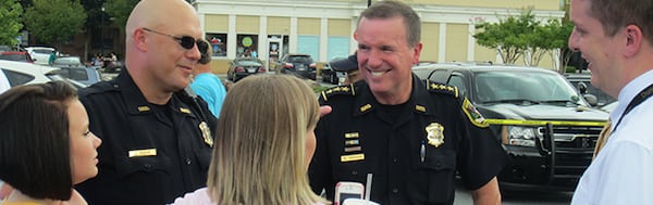 The Dunwoody Police Department is among 19% law enforcement agencies in Georgia to be state certified. Dunwoody Police Chief Billy Grogan is shown second from right. (Courtesy of Dunwoody)