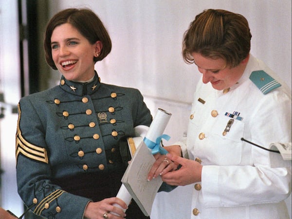 Nancy Mace became the first female graduate of The Citadel on Saturday, May 8, 1999. AP Photo/Mic Smith