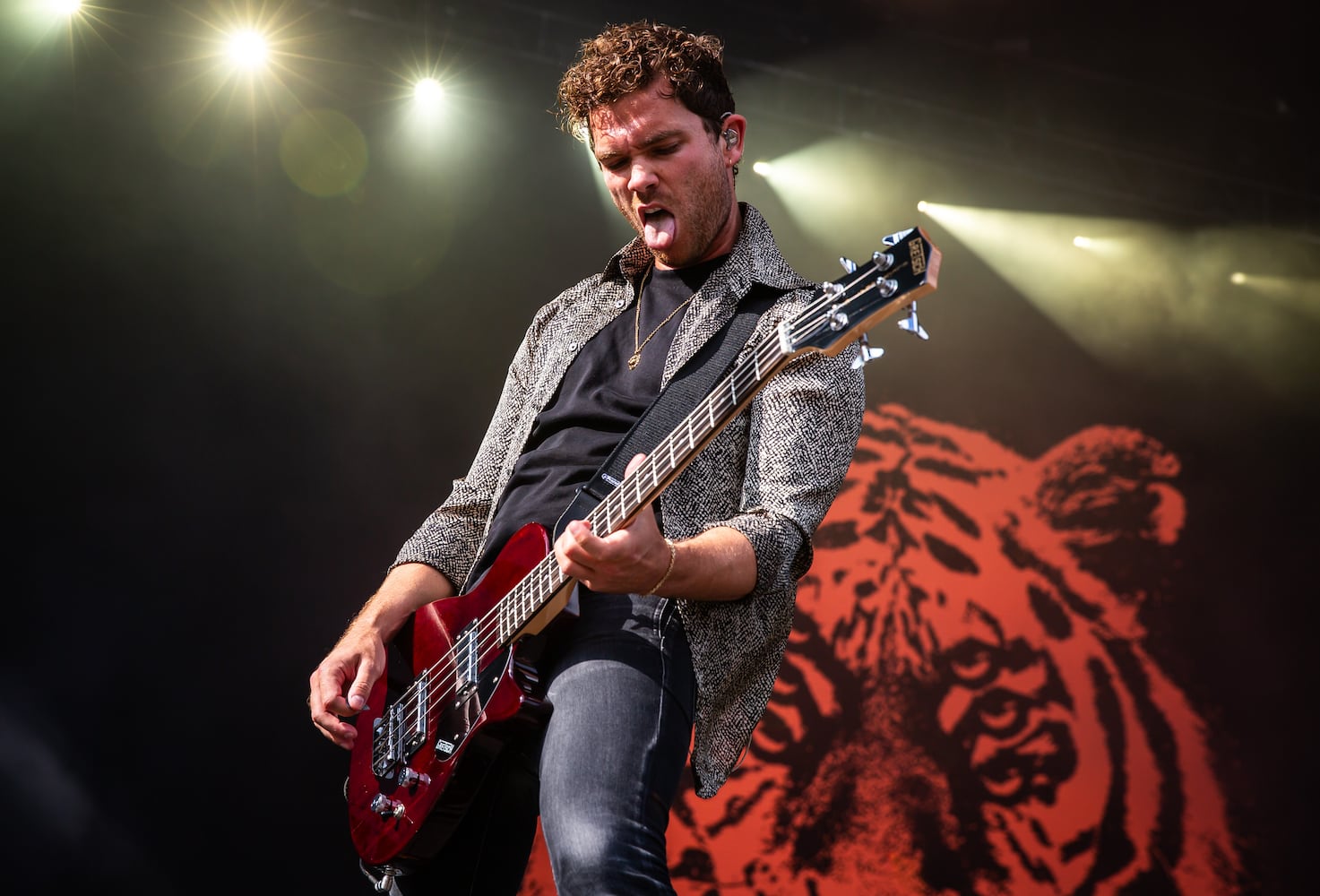 Atlanta, Ga: Royal Blood brought their massive, two-piece sound to the Peachtree Stage to close out Saturday afternoon. Photo taken Saturday May 4, 2024 at Central Park, Old 4th Ward. (RYAN FLEISHER FOR THE ATLANTA JOURNAL-CONSTITUTION)