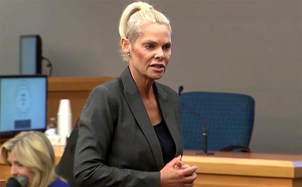 Defense attorney Tracy Drake delivers closing arguments in the murder trial of former Doraville police officer Miles Bryant on Wednesday, June 12, 2024. A Gwinnett County jury found Bryant guilty of killing and kidnapping 16-year-old Susana Morales.