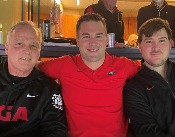 Mark, Jon and David Richt (left to right) at the national championship game in 2022.