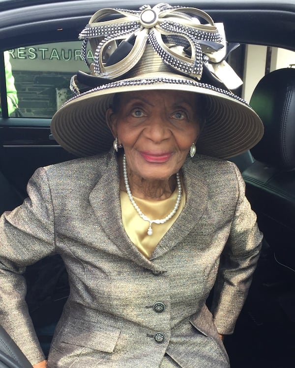 Christine King Farris was known for her elaborate hats. The last living sibling of Dr. Martin Luther King died June 2023, but her passion for headwear is honored every July by women at Ebenezer Baptist Church. Image credit: Angela Farris Watkins