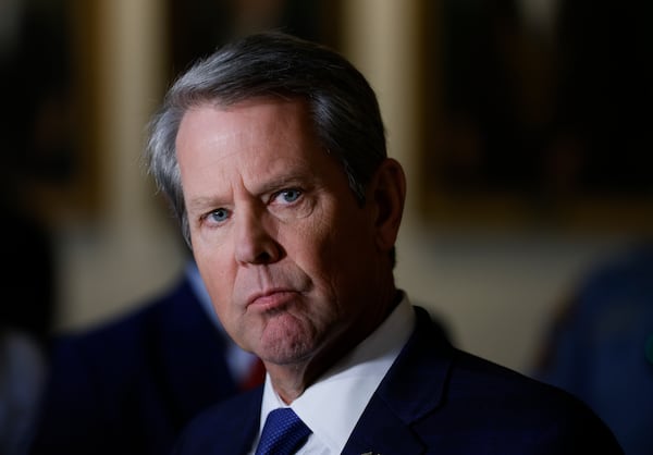 Gov. Brian Kemp spoke at the “Pray Vote Stand Summit” on Thursday at First Baptist Church Atlanta. (Bob Andres for the Atlanta Journal Constitution)