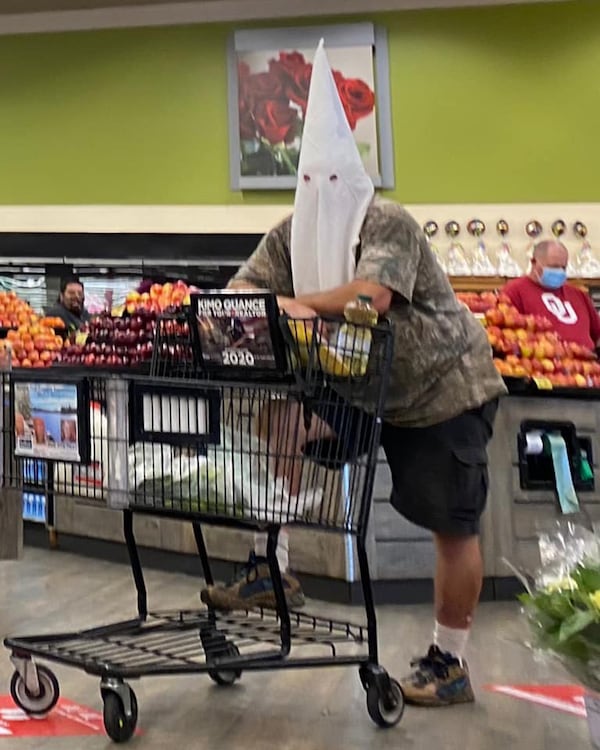 A man was spotted wearing a KKK hood in a Vons grocery store in Santee, California.