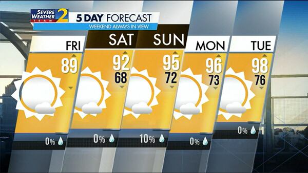 Five-day forecast for Aug. 18, 2023.