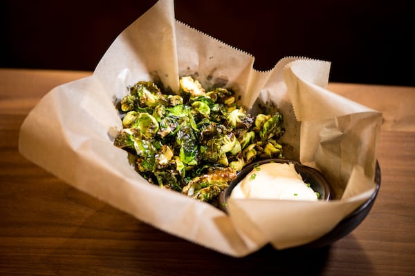  Crispy Brussels Leaves small plate with lemon aioli. Photo credit- Mia Yakel.