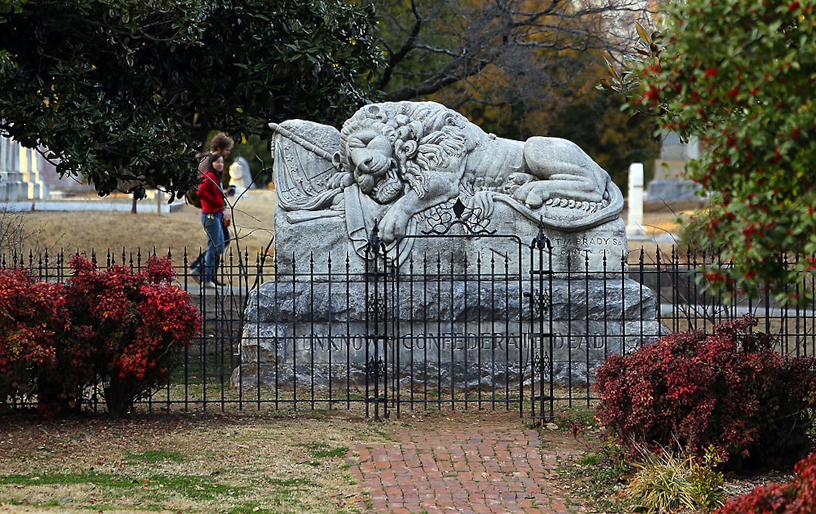 The Lion of the Confederacy was erected in Oakland Cemetery in 1895. (CURTIS COMPTON / ccompton@ajc.com)