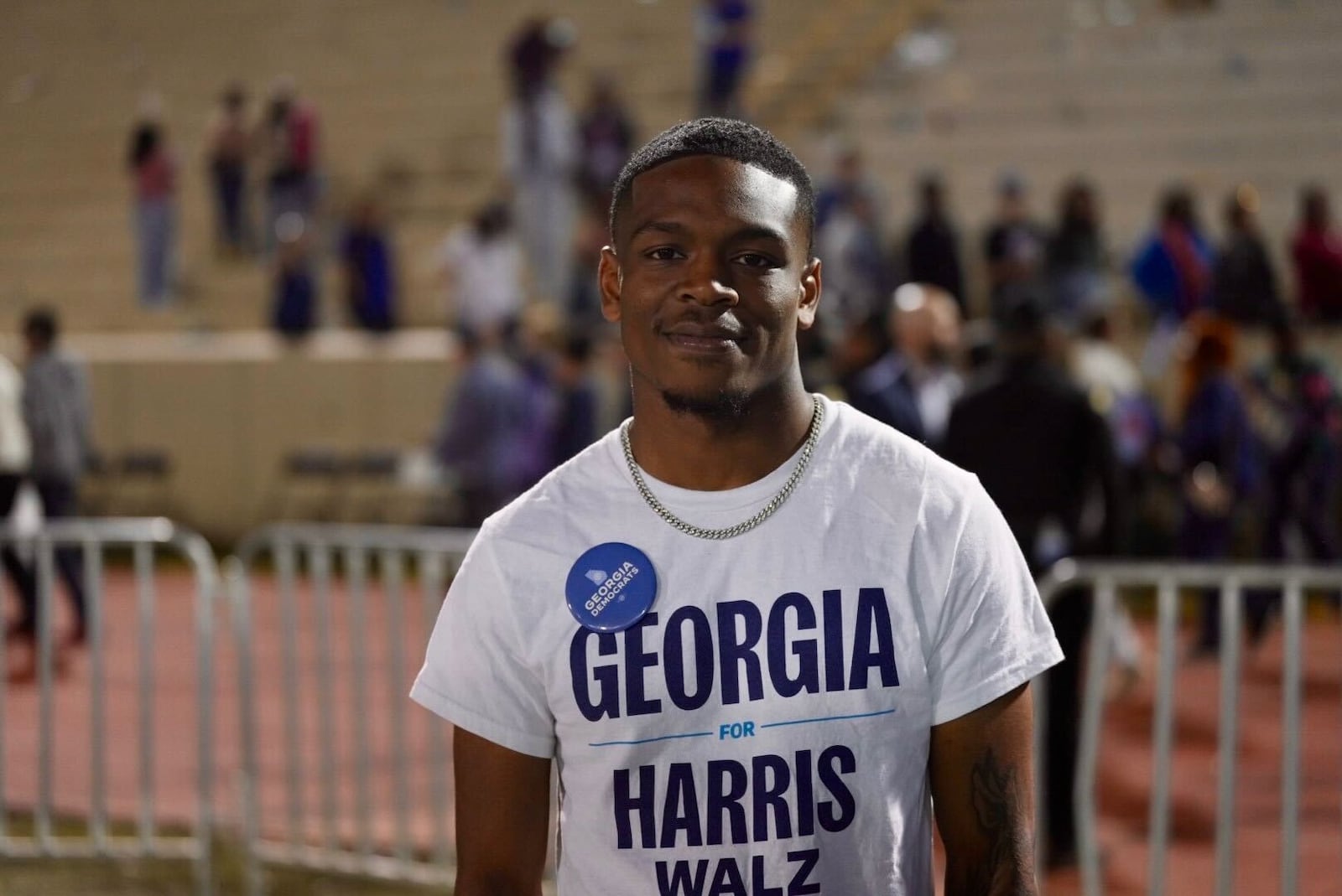 Damion Hart, 24, attended the Clarkston campaign rally of Vice President Kamala Harris.