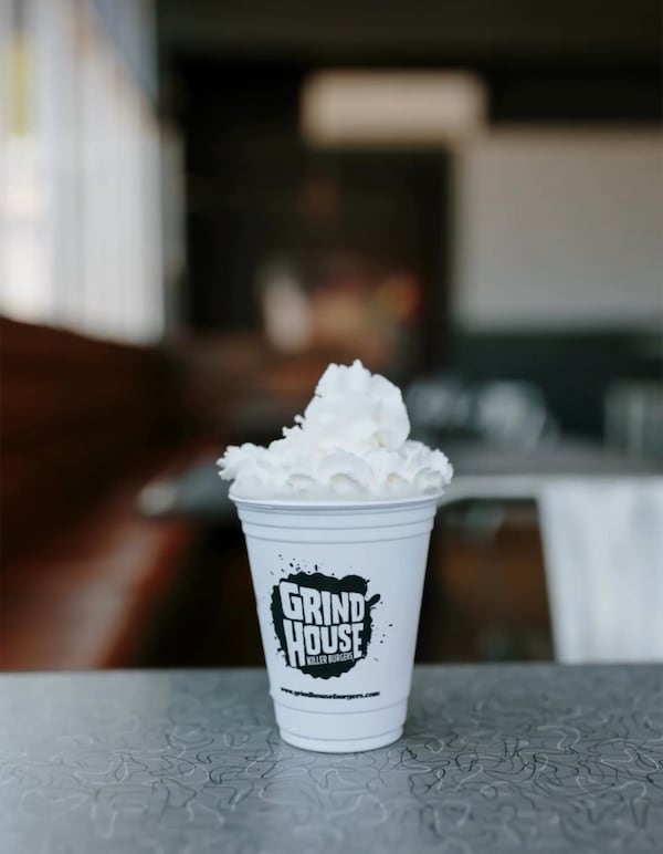 Grindhouse's peach milkshake can be made boozy with the addition of peach whiskey. (Courtesy of Grindhouse Killer Burgers)