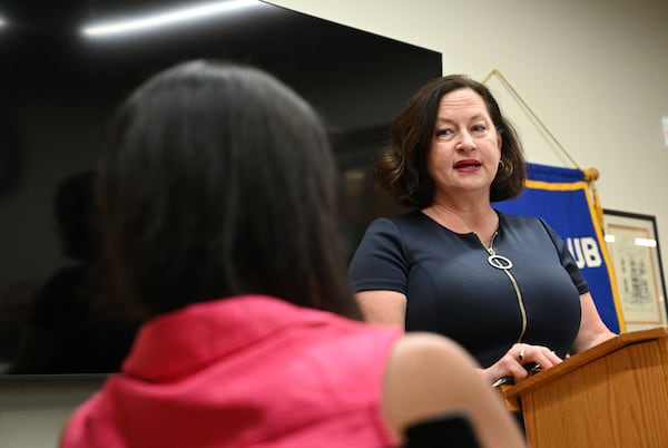 JaNice VanNess spoke at a Rotary Club meeting in Conyers on Tuesday.