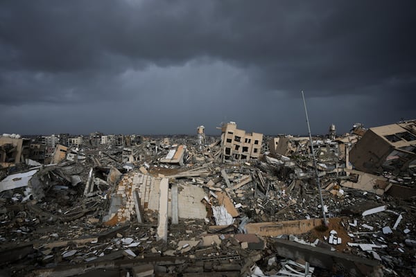 A view of the destruction caused by the Israeli air and ground offensive in Jabaliya, Gaza Strip, Thursday, Feb. 6, 2025. (AP Photo/Abdel Kareem Hana)