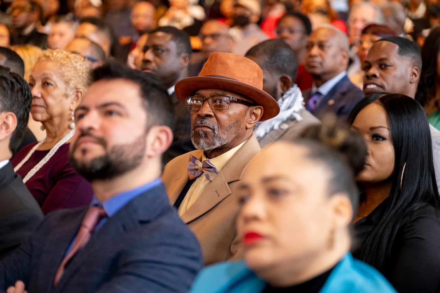 The audience at the Dr. Martin Luther King Jr. Day program at Ebenezer Baptist Church in Atlanta on Monday, Jan. 15, 2024.   (Ben Gray / Ben@BenGray.com)