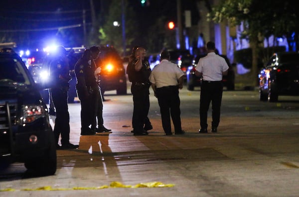 Atlanta police have closed a block of Parkway Drive south of North Avenue after six people were injured in a drive-by shooting Thursday morning. The scene is blocks away from Ponce City Market, a popular shopping and dining destination in the Old Fourth Ward neighborhood of Atlanta. CHRISTINA MATACOTTA / CHRISTINA.MATACOTTA@AJC.COM