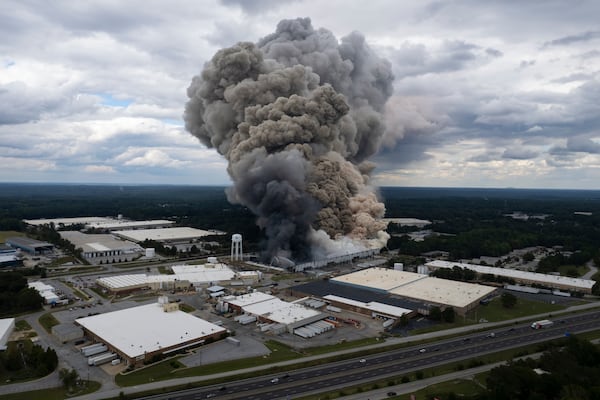 Smoke billows from a fire at the BioLab facility in Conyers on Sunday, Sept. 29, 2024.ÊÊÊBen Gray for the Atlanta Journal-Constitution