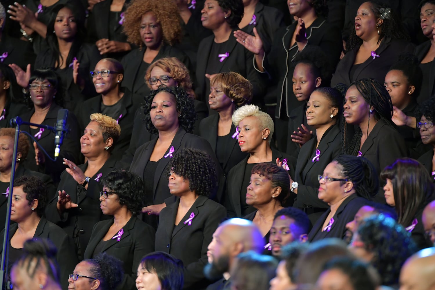 Mourners attend the funeral of Bishop Eddie Long