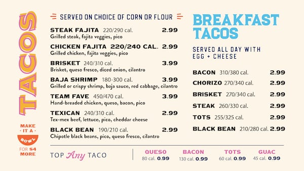 Rusty Taco menu