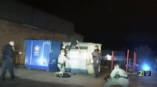 The suspects made it about  two blocks before they were discovered hiding in a dumpster, authorities said.