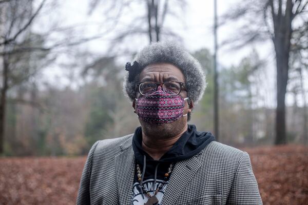 AJC reporter Ernie Suggs, the editor of the AJC Sepia Black History Month series, shows off his Afro in Dunwoody, Monday, Feb. 15, 2021. (Alyssa Pointer / Alyssa.Pointer@ajc.com)