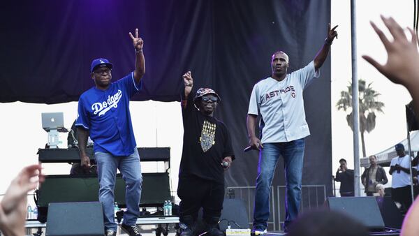 (L-R) Scarface, Bushwick Bill and Willie D of the Geto Boys perform on stage at the Growlers 6 festival at the LA Waterfront on October 29, 2017 in San Pedro, California.