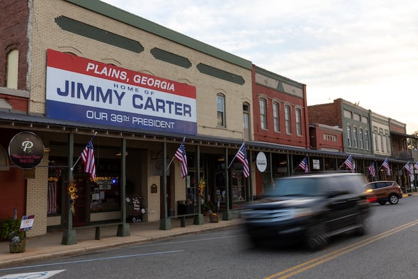 A view of downtown Plains on Friday, September 29, 2023. (Arvin Temkar / arvin.temkar@ajc.com)