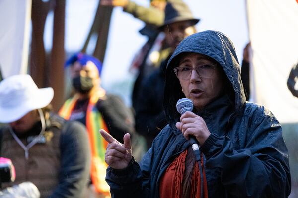 230309-Atlanta-Belkis Teran, mother of Manuel “Tortuguita” Teran, speaks to a Cop City protest in Downtown Atlanta on Thursday, March 9, 2023.  Ben Gray for the Atlanta Journal-Constitution