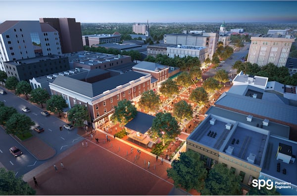 A rendering of the proposed College Square redesign in downtown Athens.