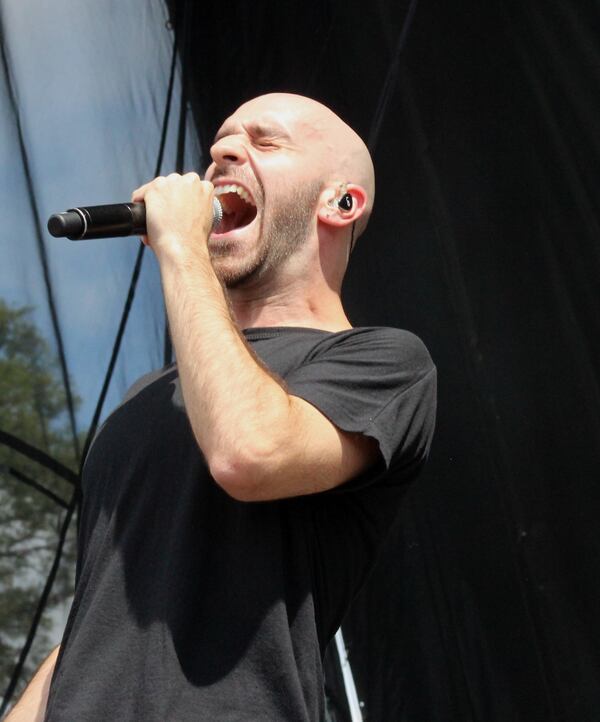 X Ambassadors singer Sam Harris didn't hold back, as you can see. Photo: Melissa Ruggieri/AJC.