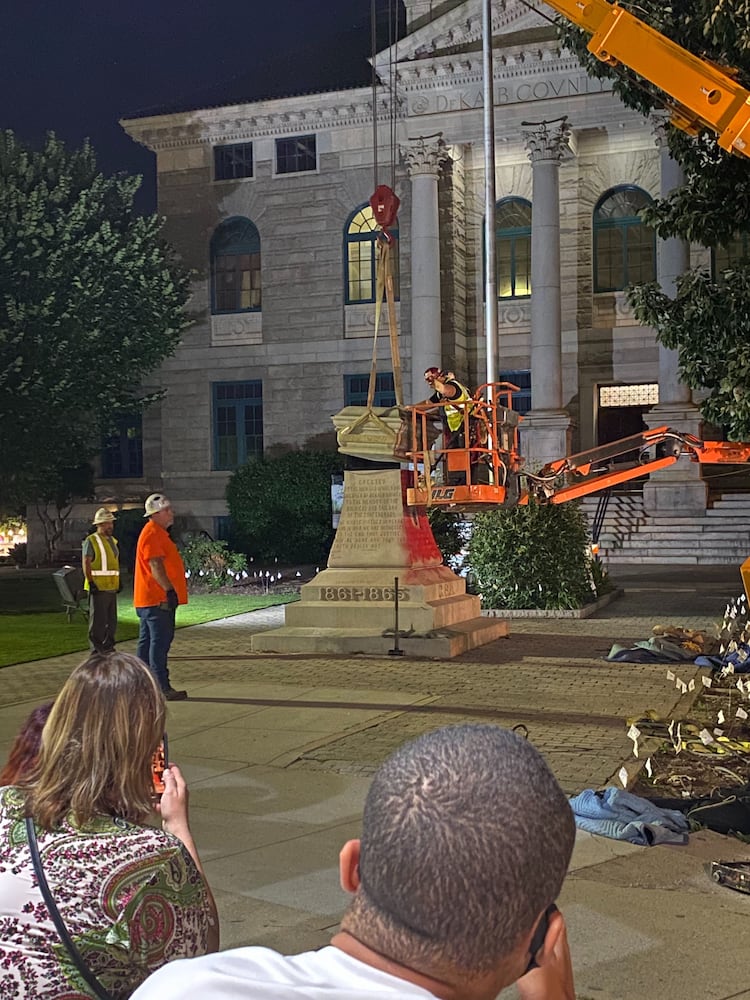 Photos: Confederate monument removed after standing 112 years in DeKalb