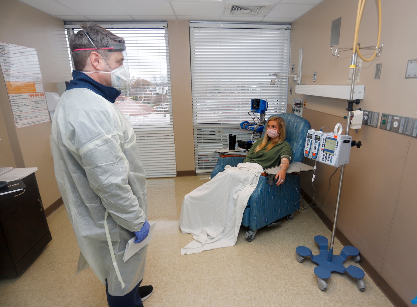 Sara Katherine Parks, a 24-year-old paramedic from Auburn, Ala, gets a monoclonal antibody treatment at Piedmont Healthcare. She is at high-risk because she is a Type 1 diabetic. (Contributed by Piedmont)