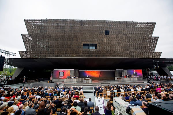 President Obama speaks at the opening of the Smithsonian's National Museum of African American History and Culture in Washington, D.C., on Sept. 24. The opening ceremonies of the 400,000-square-foot museum attracted thousands.