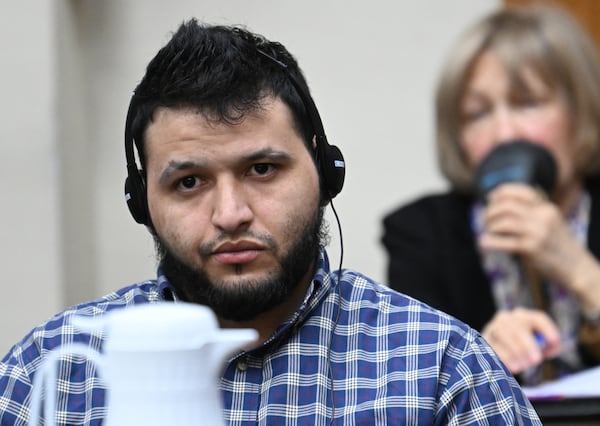 Jose Ibarra listens through an interpreter during a trial of Jose Ibarra at Athens-Clarke County Superior Court, Friday, November 15, 2024, in Athens. Jose Ibarra was charged in the February killing of Laken Hope Riley, whose body was found on the University of Georgia campus. (Hyosub Shin / AJC)