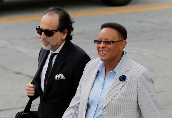 Mitzi Bickers, who served as Mayor Kasim Reed’s director of human services and is seen here with attorney Drew Findling, waived her appearance Monday on a charge of conspiracy to commit bribery related to contracts she sought in Jackson, Miss., in 2014 and 2015. BOB ANDRES /BANDRES@AJC.COM