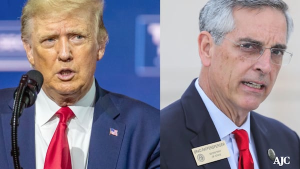 Former President Donald Trump, left, and Georgia Secretary of State Brad Raffensperger. (File photos)