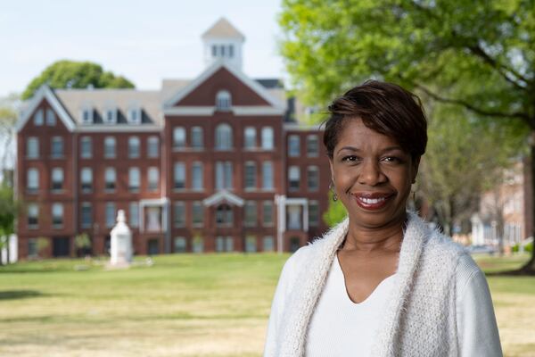 Cindy Brooks is the third of four generations of Spelman women in her family. Photographed on the Spelman campus in Atlanta on Monday, April 8, 2024.   (Ben Gray / Ben@BenGray.com)