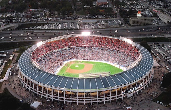 Opening night of the World Series at Atlanta-Fulton County Stadium on October 21, 1995. (AJC Staff Photo/Eric Williams)