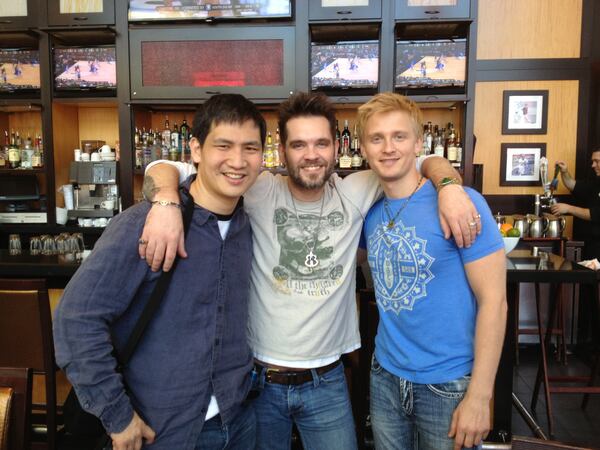 Bo Bice (short hair!) and Anthony Fedorov with me at Shula's, where they were promoting the first annual Rally Idol for childhood cancer research at the Buckhead Theatre March 21. It's only $10 a ticket!