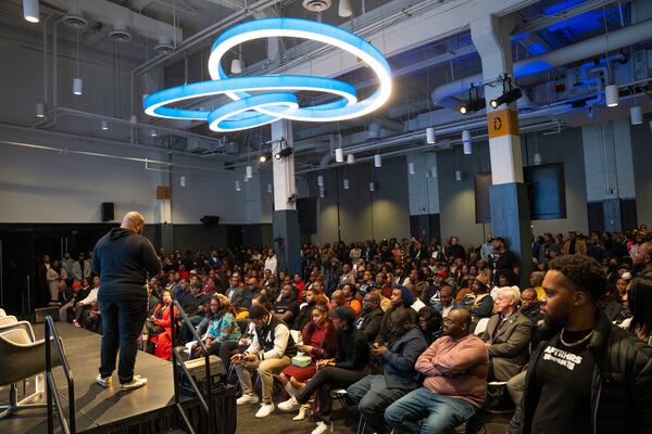 Joey Womack hosts the annual State of the Atlanta Black Tech Ecosystem on Thursday, Jan. 11, 2024. (Olivia Bowdoin for the Atlanta Journal-Constitution).