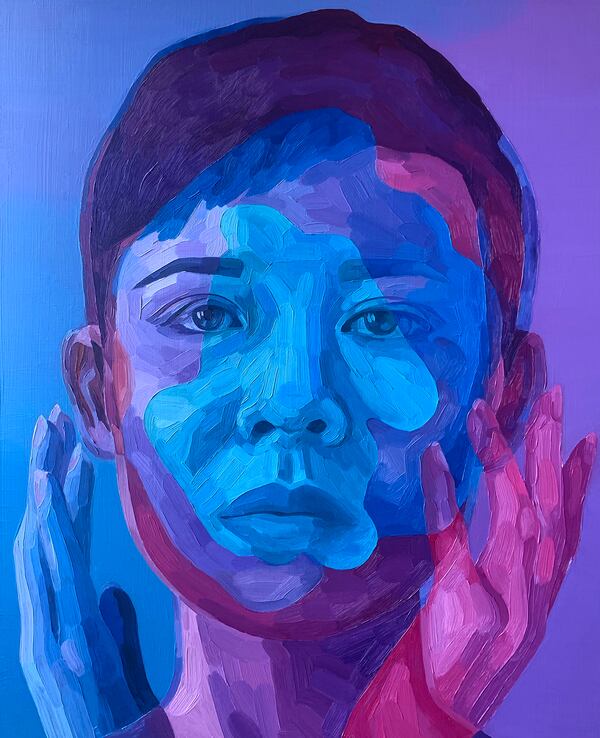 Melissa Huang's "Split" (2020) oil on panel.
Courtesy of Melissa Huang/Stay Home Gallery