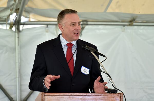 Scott Towler, then-director of the DeKalb County Department of Watershed Management, speaks during a groundbreaking at the Snapfinger Advanced Wastewater Treatment Plant in 2015. BRANT SANDERLIN/BSANDERLIN@AJC.COM