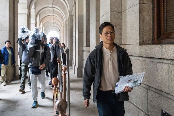 Tang Ngok-kwan, former standing committee member of the Hong Kong Alliance in Support of Patriotic Democratic Movements of China, arrives at the Court of Final Appeal in Hong Kong, Thursday, March 6, 2025. (AP Photo/Chan Long Hei)