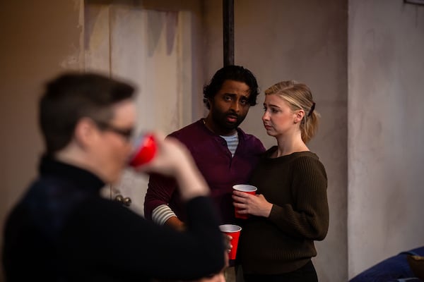 "The Humans" is onstage at Theatrical Outfit through June 25, with Rhyn McLemore as Aimee, Tamil Periasamy as Richard, Maggie Larson as Brigid. 
(Courtesy of Nick Hattings)