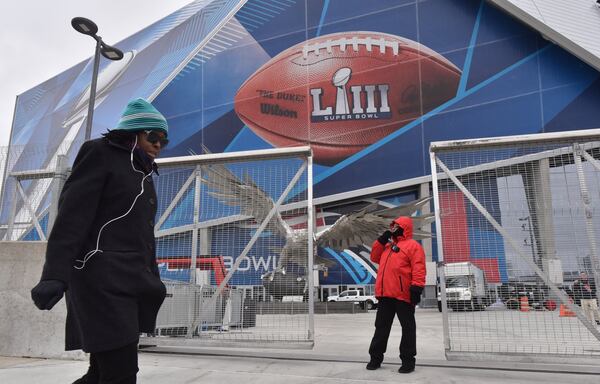 January 24, 2019 Atlanta - Security staff are visible around Mercedes-Benz Stadium on Thursday, January 24, 2019. HYOSUB SHIN / HSHIN@AJC.COM