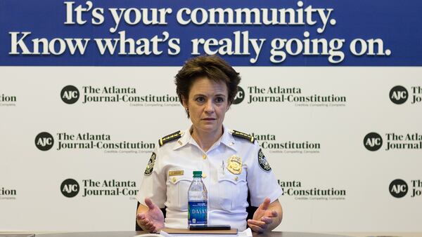 Atlanta Police Chief Erika Shields meets with The Atlanta Journal-Constitution on Tuesday, Oct. 3, 2017, to talk about crime and public safety issues.